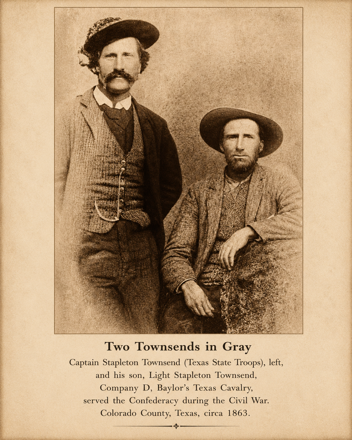 Two Townsends in Gray, 1863 — Captain Stapleton Townsend and son Light Stapleton Townsend